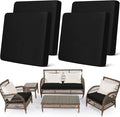 Newwiee Set of 4 Stretch Patio Cushion Covers Sofa Couch Seat Chair Slipcovers Cushion Cover Replacement Furniture Protector for Pets Washable(Black,Seat Cover,Solid)