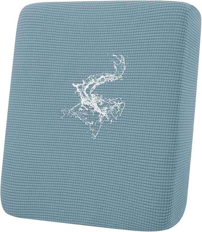 hyha Waterproof Couch Cushion Covers for Pets, Non Slip Sofa Seat Cover for Dogs Washable, Soft Thick Stretch Jacquard Fabric, Sofa Slipcovers with Elastic Bottom (1 Piece for Backrest L, Lake Blue)