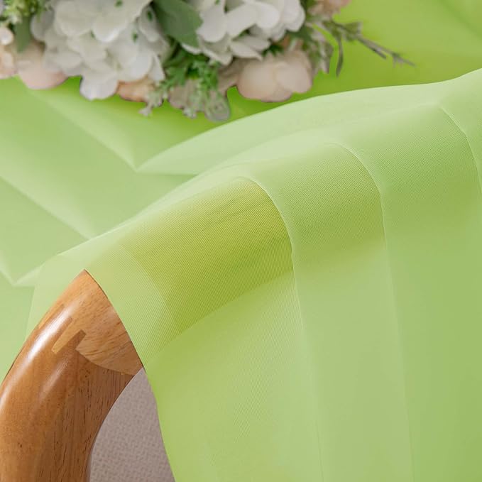 OWENIE Lime Sheer Curtains for Bedroom Living Room 54 Inch Length 2 Panels Set, Soft Solid Light Filtering Sheer Short Curtains for Small Window, 2 Pcs Total 84 Width 54 Long, Lime
