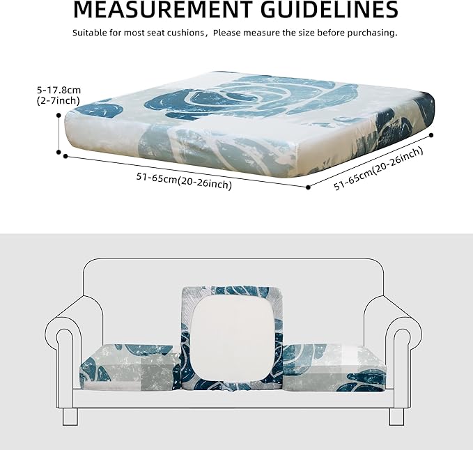 8Pcs Outdoor Cushion Covers, Patio Cushion Covers,Stretch Elastic Slipcovers, Replacement Washable & Reusable Furniture Protector for Patio Couch (Blue Rose-Pattern,Cover Only)