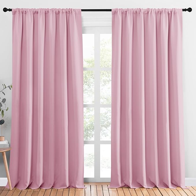 NICETOWN Blackout Curtains Window Draperies, Rouge Pink, Set of 2, 70 by 95 inches Long, Window Treatment Thermal Insulated Solid Room Darkening Drapes for Bedroom