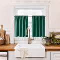 RYB HOME 100% Blackout Bathroom Curtains Over Sink 24 inches Long, Heat & UV Blocking Total Room Darkening Noise Reducing Curtains for Basement RV Campers, Dark Green, 2 Panels Set