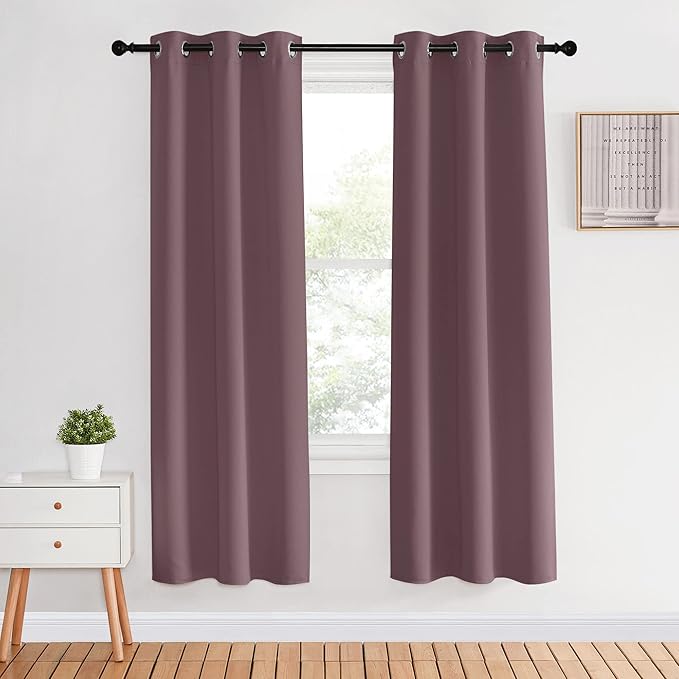 NICETOWN Blackout Curtains for Bedroom, Dry Rose, 34 inches by 70 inches Long Curtains & Drapes for Living Room, Thermal Insulated Window Treatment Draperies for Nursery