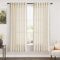 Nanspring Warm Beige Linen Curtains 72 Inch Length for Living Room Semi Sheer Light Filtering Door Drapes 2 Panels Set for Kids Bedroom Light Filtering Back Tab Rod Pocket Modern Farmhouse Decor 52x72