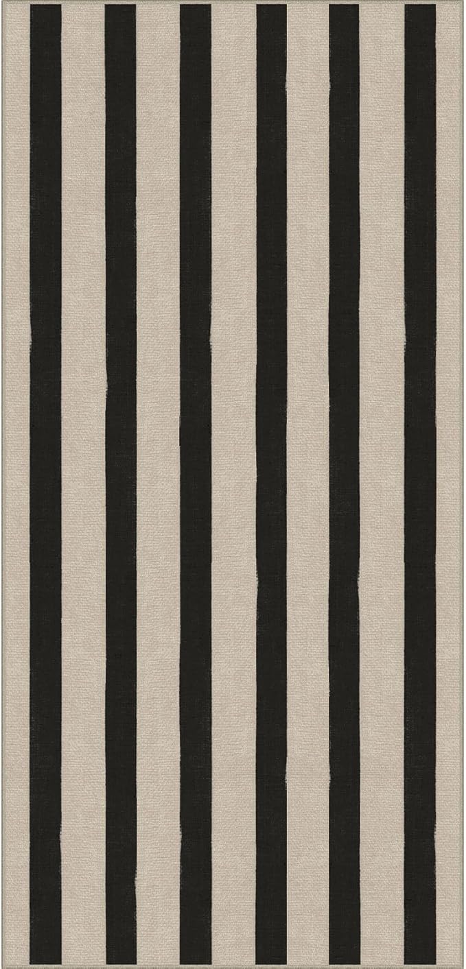 Front Door Mat Indoor Entrance - 2x4.3 Ft Black and White Washable Doormat Outdoor Entrance Porch Rug Non-Skid Runner Rug for Kitchen Hallway Bedroom Laundry Room Porch Decor