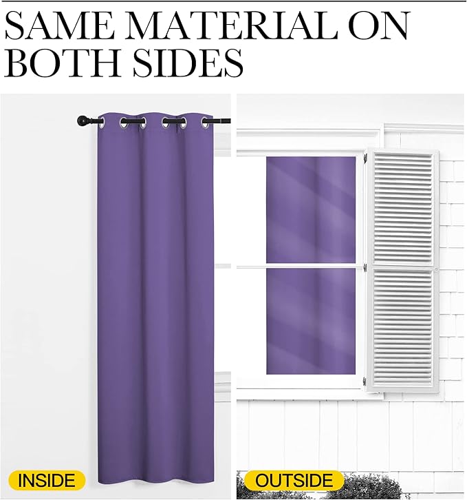 NICETOWN Bedroom Curtain Panels Blackout Draperies, Thermal Insulated Solid Grommet Blackout Curtains/Drapes (Lilac Purple, 1 Pair, 55 by 68-inch)