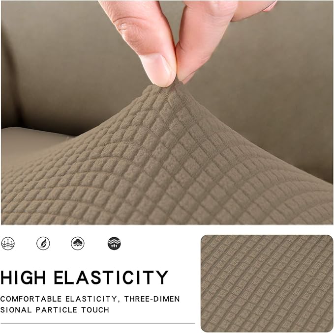 Easy-Going Stretch Loveseat Cushion Cover Sofa Cushion Furniture Protector Sofa Seat Sofa Slipcover Sofa Cover Soft Flexibility with Elastic Bottom(Loveseat Cushion, Natural)