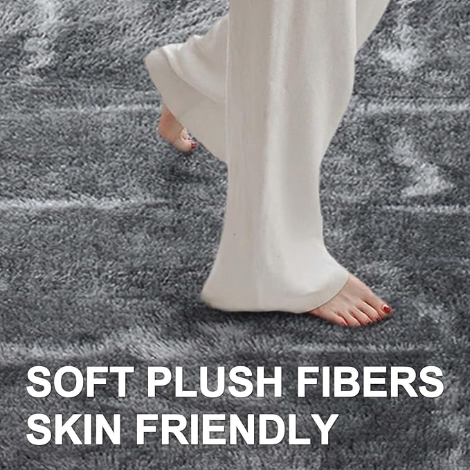 Area Rugs for Living Room, 6x9 Feet Soft Fluffy Shagg Plush Rug High Pile Large Non-Slip Floor Carpet for Bedroom Nursery Kids Home Dorm Decor Grey Star