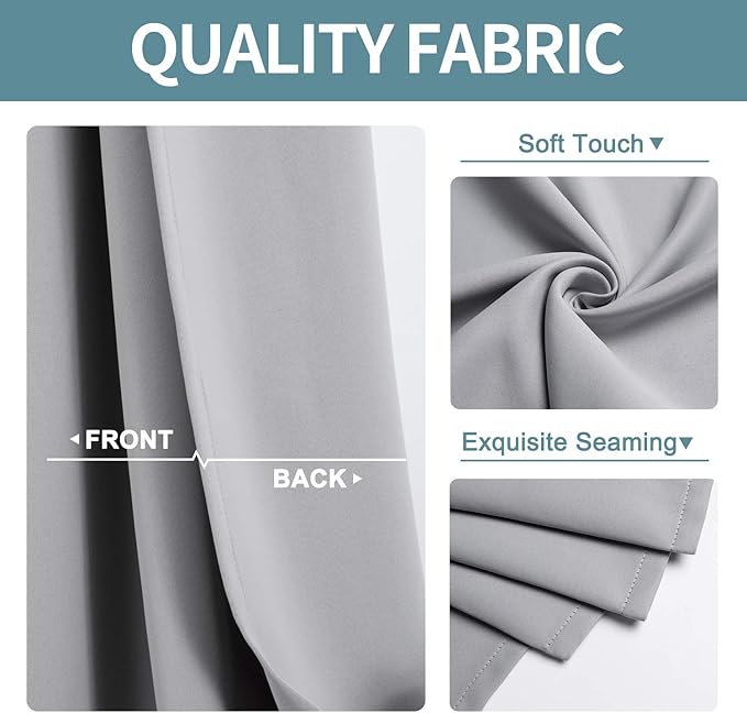 ChrisDowa Blackout Curtains 78 inches Long for Bedroom - 2 Panels Set Grommet Thermal Insulated Room Darkening Curtains for Living Room (Light Grey, 42 x 78 Inch)
