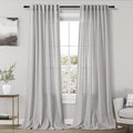 Grey Linen Curtains 102 Inches Long 2 Panels Set for Living Room Extra Long Back Tab Curtains Neutral Farmhouse Light Filtering Semi Sheer Linen Drapes Ceiling to Floor for Large Window