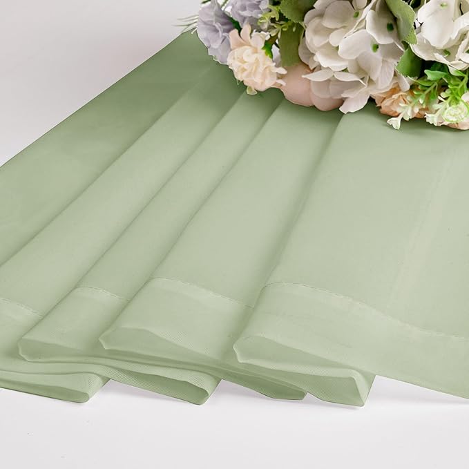 Chyhomenyc Light Green Sheer Curtains 36 inch Length 2 Panels Set, Light Filtering Voile Short Window Curtians for Bathroom Living Room Farmhouse Small Windows, Each 42Wx36L in, 2PCS