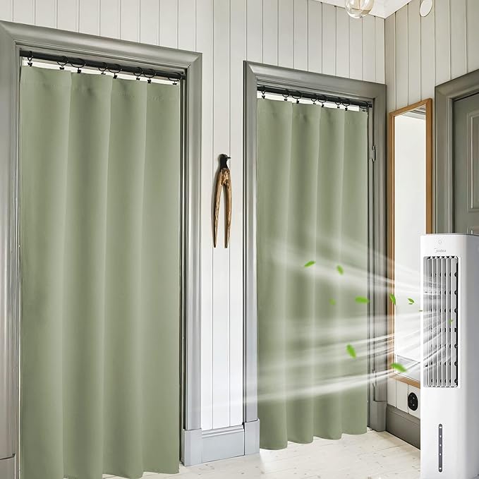 RYB HOME Blackout Curtains for Bedroom 84 inches Long 2 Panels Set, Privacy Thermal Insultaed Sunlignt Heat Blocking Drapes for Nursery Rental Room, Width 42 by Length 84, Sage Green