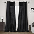 Black Linen Curtains 92 inches Long 2 Panels for Bedroom Back Tab Light Filtering Privacy Sheer Black Curtains Muslin Look Modern Farmhouse Cotton Textured Gauze Curtain for Living Room 2 Panel Set