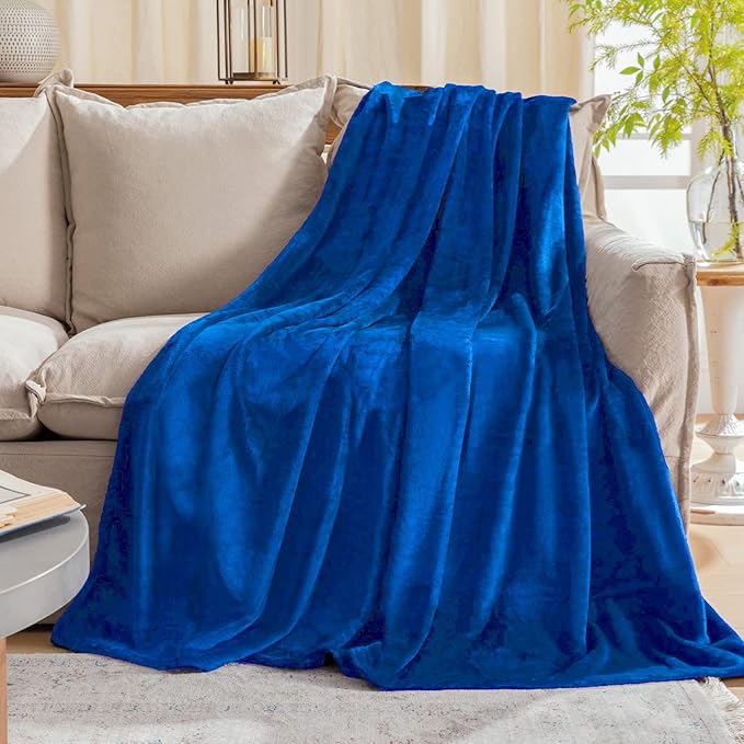 JIAHANNHA Fleece Blanket King Size Royal Blue 108 by 90 Inches Blankets for Couch Sofa Bed 280GSM,Super Soft Cozy and Luxury Bed Blanket for All Season