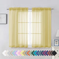 Aiyufeng Yellow Sheer Curtains 45 Inch Length 2 Panels Set, Light Filtering Yellow Window Curtain Drapes Treatment for Kitchen, Bedroom,Children Room, Dual Rod Pocket, 2 Pack of 42 x 45"