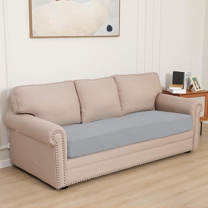 Easy-Going Stretch Cushion Cover Sofa Cushion Furniture Protector Sofa Seat Sofa Slipcover Sofa Cover Soft Flexibility with Elastic Bottom(Oversized Sofa Cushion, Silver Gray)