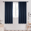 Deconovo Blackout Curtains, Thermal Insulated, W42 x L63 2 Panels, Back Tab, Machine Washable, Room-Darkening Drapes for Bedroom/Living Room Navy Blue