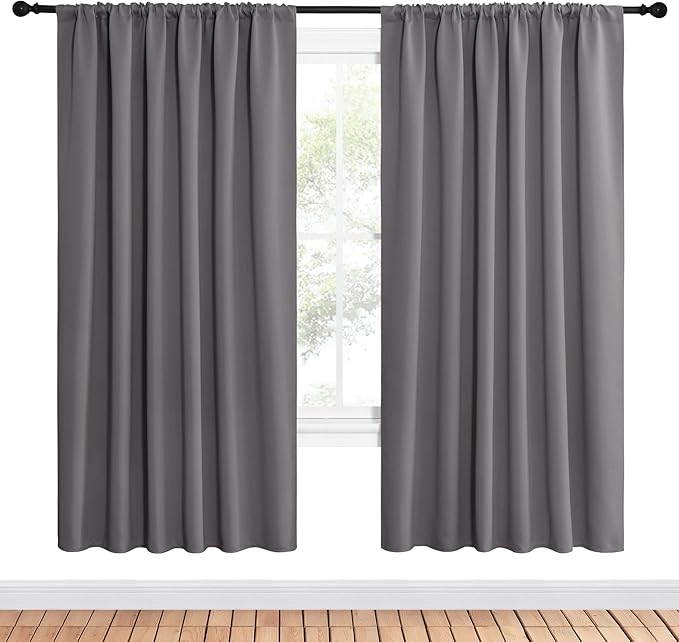 NICETOWN Blackout Curtain Panels for Window - Thermal Insulated Rod Pocket Blackout Drapes/Draperies for Dining Room (2 Panels, W62 x L72 inches, Grey)