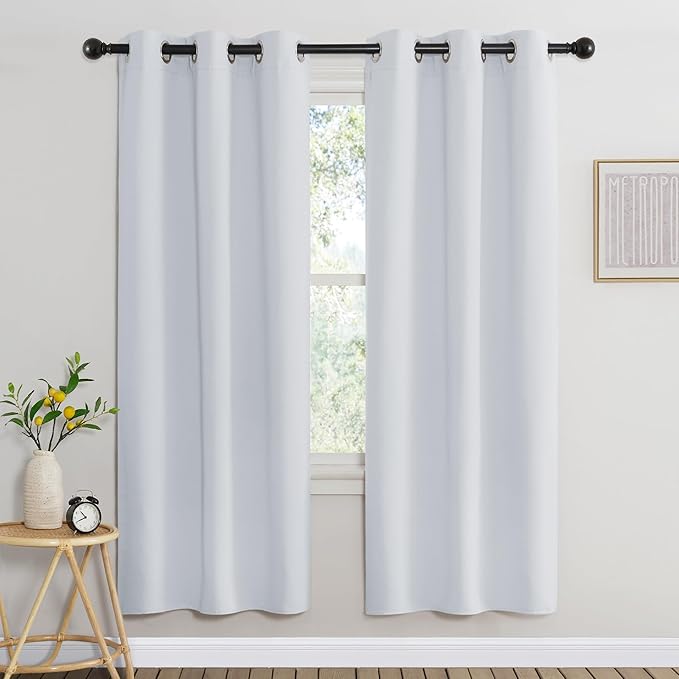 NICETOWN Room Darkening Curtains for Nursery, Grommet Thermal Insulated Light Blocking Window Treatments Sound Reducing for Bedroom, W37 x L72, 2 Panels, Greyish White