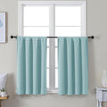 Simplebrand Ava Aqua Short 36 Inches Blackout Curtain 2 Panels Set, Half Window Rod Pocket Privacy Curtain Tiers for Kitchen, Curtains Blackout for Bathroom Shades, W40 x L36 Inch, Aqua