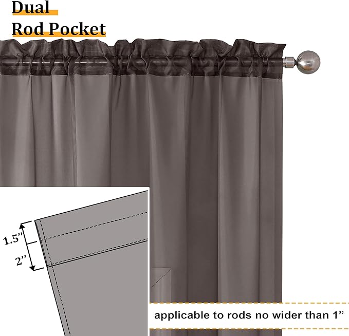 Aiyufeng Chocolate Brown Sheer Curtains 84 Inches Long 2 Panels, Solid Voile Rod Pockets Stylish Breathable Drapes Window Treatment for Kid's Room/Bedroom/Living Room, 40W x 84L, Chocolate Brown