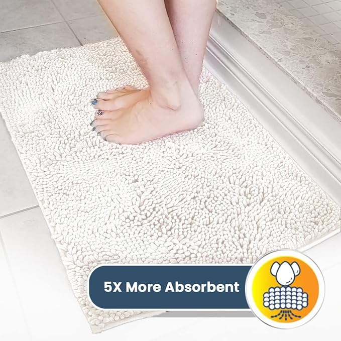 Muddy Mat® | Super Absorbent Door Mat Indoor, Microfiber Quick Dry Chenille Entryway Rug, Non-Slip Front Door Mat, Indoor Mats for Entryway, Machine Washable Pet Rug, White 30"x19"
