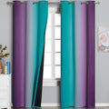 Teal Blackout Curtains 84 Inches Long, Ombre Purple Blackout Curtains for Bedroom, Grommet Thermal Insulated Gradient Drapes, Full Light Blocking Curtains for Kids Room,42x84 Inch, 2 Panels