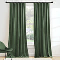 RYB HOME Elegant Green Velvet Curtains 84 inches Long, Light Blocking, Thermal Insulated, Stylish Velvet Drapes with Hook Belt for Cozy Home Aesthetics, 52" W x L102 L, 2 Panels Set