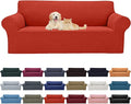 Cupuamon 2026 New Stretch Oversized Sofa Slipcovers Couch Sofa Cover for 4 Seater Furniture Protector Covers with Elastic Bottom Jacquard Fabric Small Checks for Pets, Kids - Pureed Pumpkin
