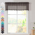 OVZME 2 Panels Chocolate Brown Sheer Valance - Short Fresh Sheer Curtain Valances for Windows Basement Semi Sheer Valances for Kitchen Window Dressing with Dual Rod Pocket, 42" Wx14 L