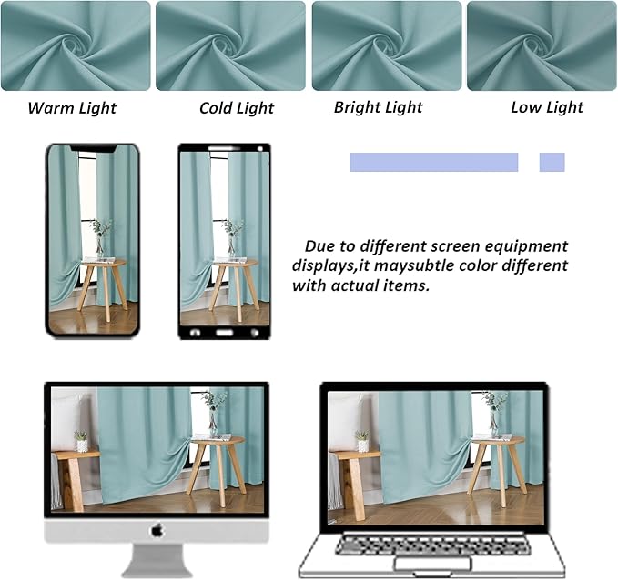Simplebrand Ava Aqua Blackout Curtains for Bedroom, 78 Inch Length, 2 Panels Set, Privacy Thermal Insulated Rod Pocket Window Curtains for Patio, French Door, W40 x L78 Inch