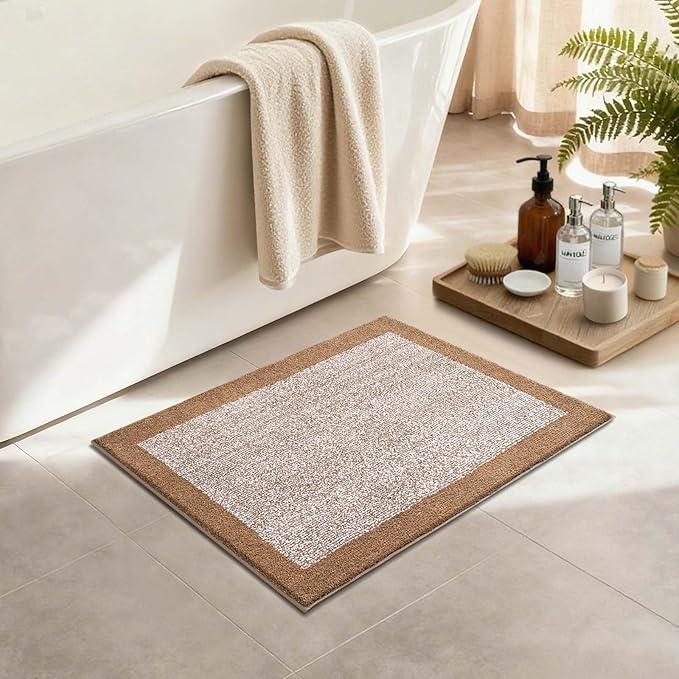 Bathroom Rugs 24x17 Non Slip Washable, Coffee Bath Mat for Bathroom Floor Tub, Soft Absorbent Quick Dry Mats for Shower, Bathtub,Home Decor