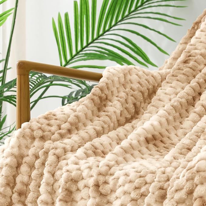 Exclusivo Mezcla Fleece Twin Blanket for Bed, Extra Large Fuzzy Tie-dye Camel Bed Blankets, Soft Cozy Plush Sofa Throws for All Seasons, 90x66 Inches
