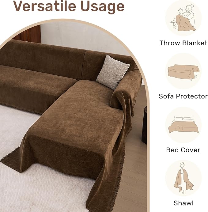 Sectional Couch Covers, 2 Pieces Washable L Shaped Couch Covers Sofa Blanket for Dogs Pet Friendly Sectional Sofa Slipcovers Furniture Covers,71"x118"+91"x134",(XXX-Large,Coffee)