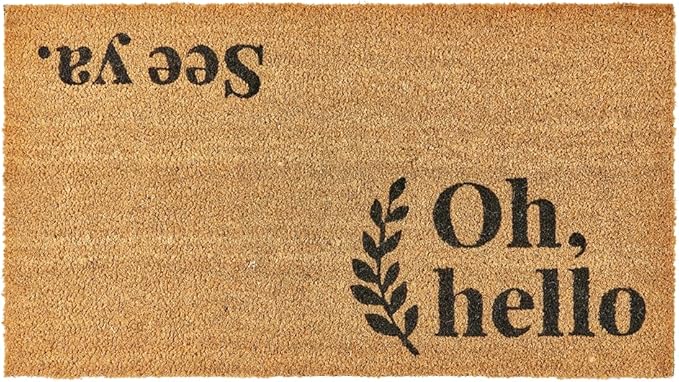 KANKUN Coco Coir Door Mat with Heavy Duty Backing, Welcome Doormat (17" x 30"), Doormat Entrance (Oh Hello)