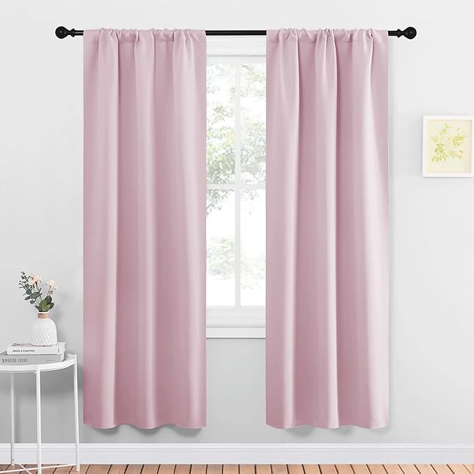 NICETOWN Blackout Curtains for Living Curtains, Room Darkening Draperies Window Curtain Panels, Thermal Insulated Room Darkening Curtains (Lavender Pink, 2 Panels, W34 x L72)