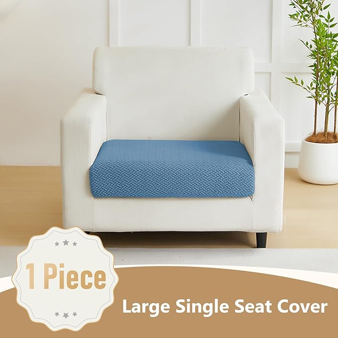 Couch Cushion Covers for Sofa Couch Covers Wear-Resistant Universal Sofa Cover Washable Stretch for Sectional Slipcovers (Texture-Blue,Large Single Seat Cover)