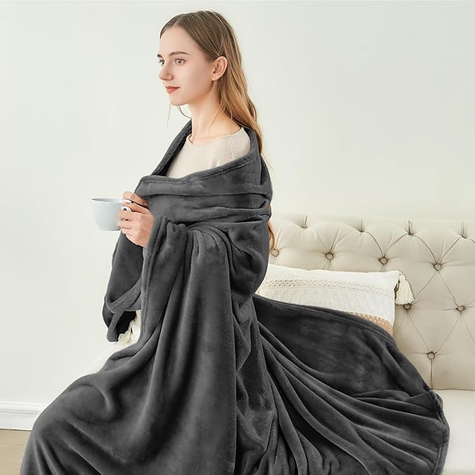 BEDELITE Fleece Blanket Charcoal Grey Throw Blankets for Couch & Bed, Luxury Plush Cozy Fuzzy 50x60 inches, Super Soft Warm Lightweight Throw for Travel Camping