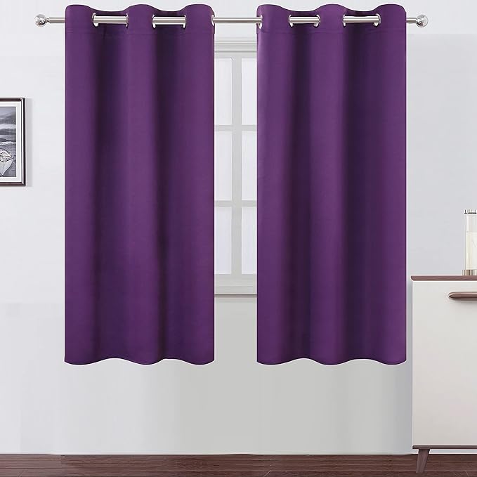 LEMOMO Purple Blackout Curtains/42 x 63 Inch/Set of Two Panels Grommet Bedroom Curtains