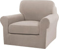 Turquoize 2 Piece Chair Covers Chair Slipcovers for Living Room Armchair Couch Cover Chair Sofa Cover with Individual Cushion Covers Furniture Cover for Chairs Feature Jacquard Fabric (Chair, Sand)