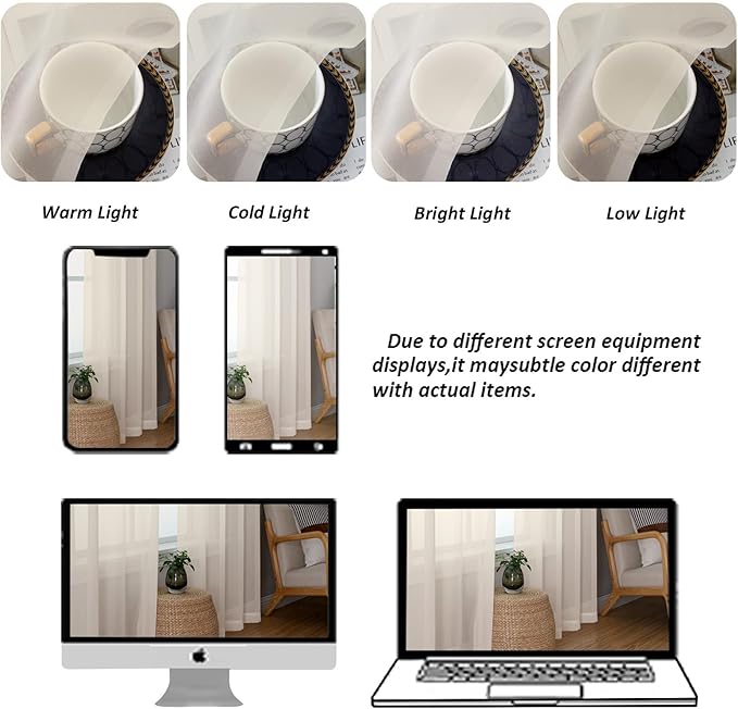 Chyhomenyc Cream Sheer Curtains 96 Inches Long 2 Panels, Light Filtering Cream Curtains for Living Room, Soft Gentle Voile Rod Pocket Bedroom Window Drapes, 59Wx96L Inch, 2PCS
