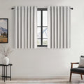 Topfinel Grey Beige 45 Inches Long Linen Blackout Curtains Tiers for Small Window 2 Panels Set Linen Short Drapes for Kitchen Bathroom Curtain Hook Belt Pleated Back Tab (W52 xL45)