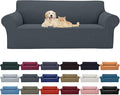 Cupuamon 2026 New Stretch Oversized Sofa Slipcovers Couch Sofa Cover for 4 Seater Furniture Protector Covers with Elastic Bottom Jacquard Fabric Small Checks for Pets, Kids - Grey