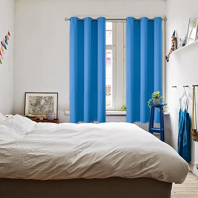 BGment Room Darkening Curtains 63 Inches Long - Grommet Thermal Insulated Drapes Window Treatment Curtains for Bedroom, 2 Panels, 42 x 63 Inch, Classic Blue