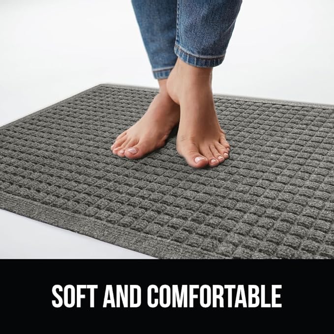 GORILLA GRIP® Ultra Absorbent Front Door Mat Outside Entrance, Traps Dirt and Moisture, HydroABSORB Indoor Outdoor Doormat Holds Up to 1.7 Cups Water, Stain and Fade Resistant Welcome Mat, 29x17, Grey