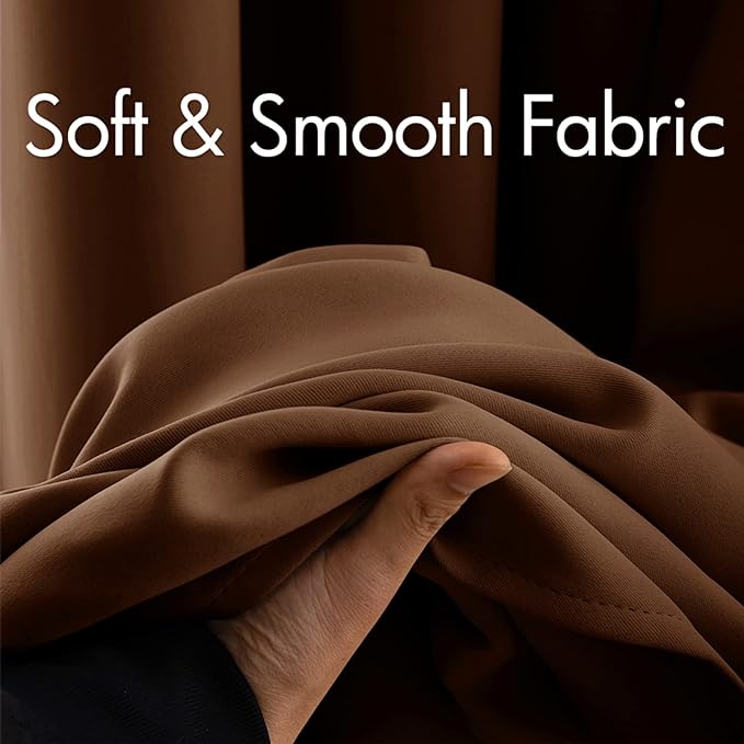 MIULEE Blackout Curtains for Bedroom Living Room Thermal Insulated Room Darkening Mocha Grommet Top Solid Light Blocking Drapery Set of 2 Window Panels 42 x 63 Inches, Cappuccino Brown