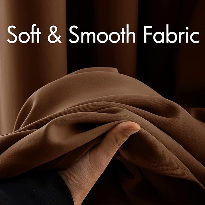MIULEE Blackout Curtains 96 Inches Long for Bedroom Living Room Thermal Insulated Room Darkening Mocha Grommet Top Solid Light Blocking Drapery Set of 2 Window Panels, Cappuccino Brown