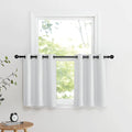 NICETOWN Faux Linen Valances, Short Cafe Curtains Kitchen Tiers, Room Darkening Small Window Curtains Treatment Grommet Top for Bathroom/Basement(2 Panels, 34x24 Inches, Greyish White)