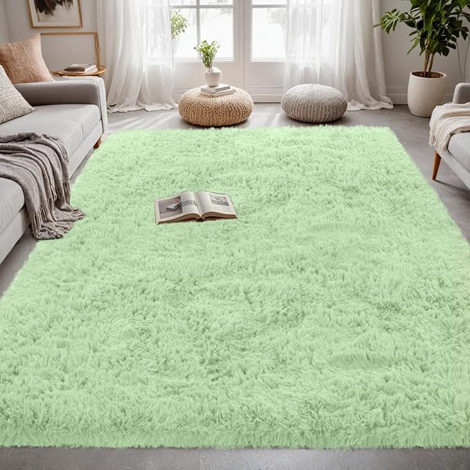 5x7 Area Rugs for Living Room Rug: Soft Fluffy Shag Mint Green Rugs for Bedroom, Non-Slip Large Fuzzy Plush Rug Indoor Floor Carpet for Nursery Kids Boys Girls Room, Dorms, Playroom, Modern Home Decor