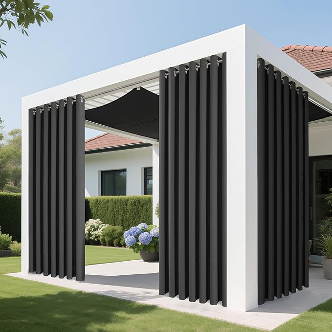 Joydeco Blackout Patio Sliding Door Curtains 84 Inches Long, Grommet Privacy Room Divider Curtains, Extra Wide Thermal Blackout Drapes for Bedroom Living Room (Grey, 60Wx84L, 1 Panel)